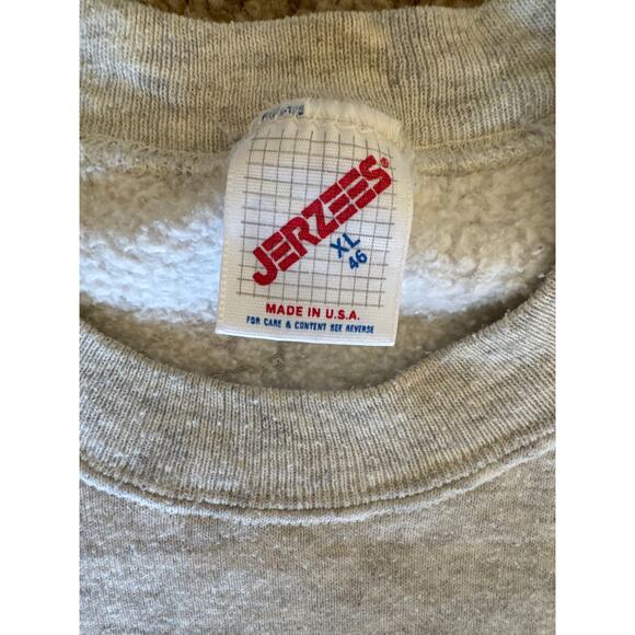 Vintage Nature Deer USA Made Jerzees XL Heather Gray Raglan Crewneck - Picture 2 of 8
